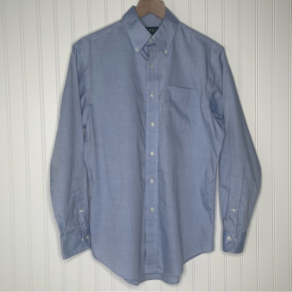 Lauren Ralph Lauren Men’s Blue Button Down 100% Neck 15 - Picture 1 of 6